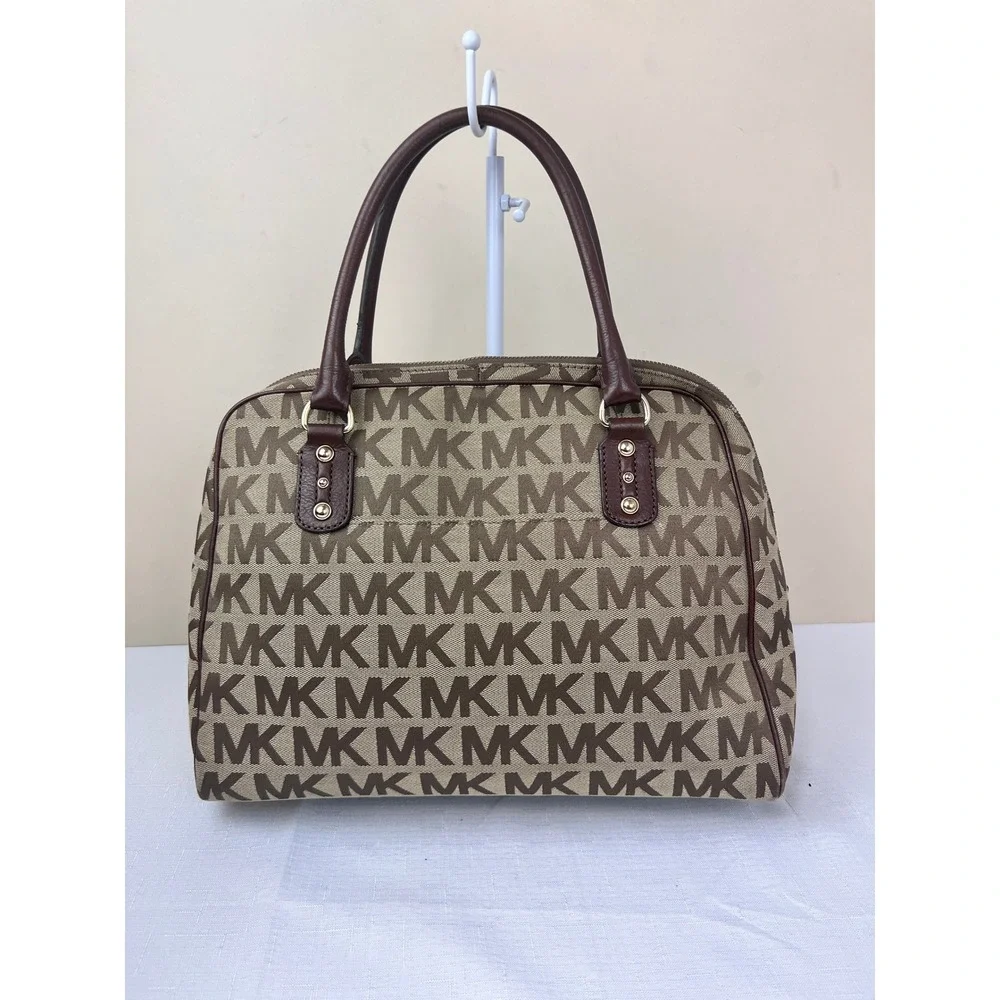 Michael Kors Satchel Womens Medium Brown Good Monogram Jacquard Handbag